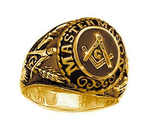 Free Mason Ring – Freemasonry College Style GOLD Color Steel Mens Masonic Rings