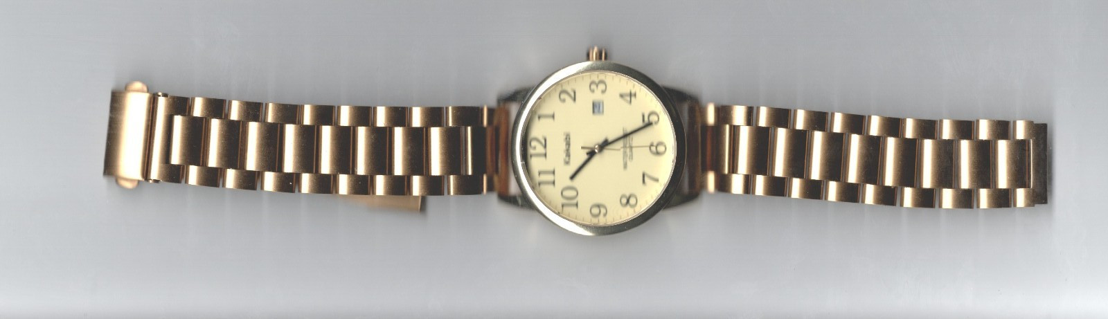 KAKABI Analog Quartz EASY READ Watch Gold case & Band with Day Window ~ All NEW