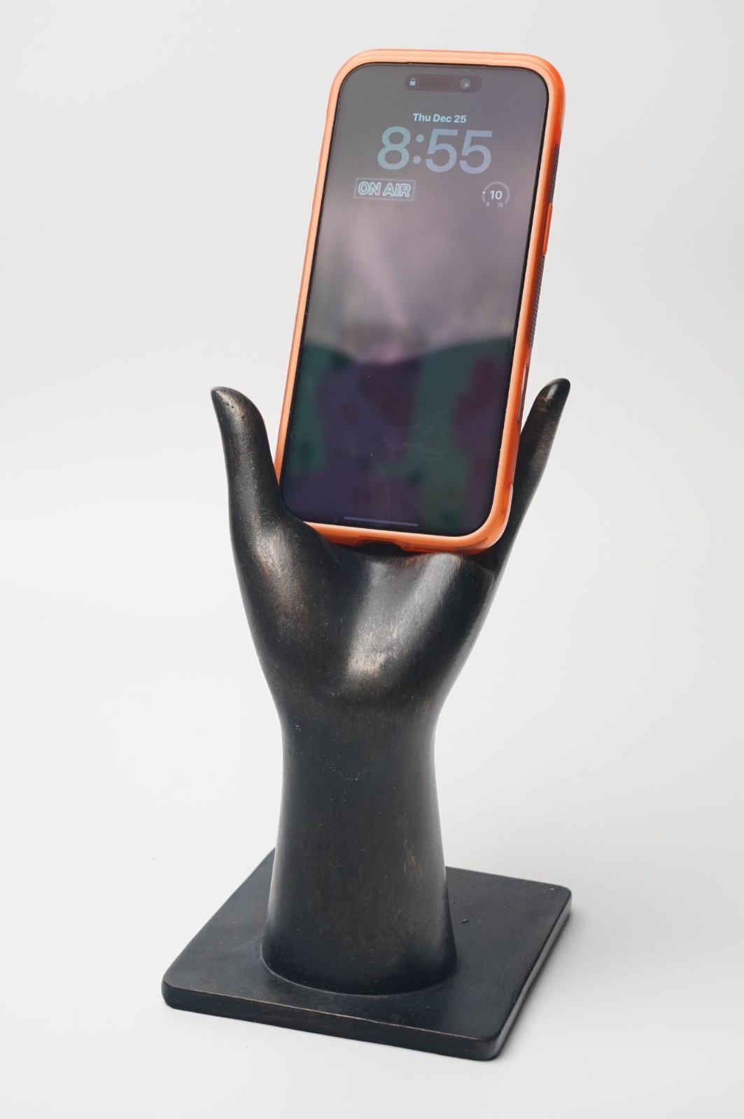 Hand Shaped Jewelry Display Stand Bronze Tone Ring Bracelet Phone Holder w/ Base