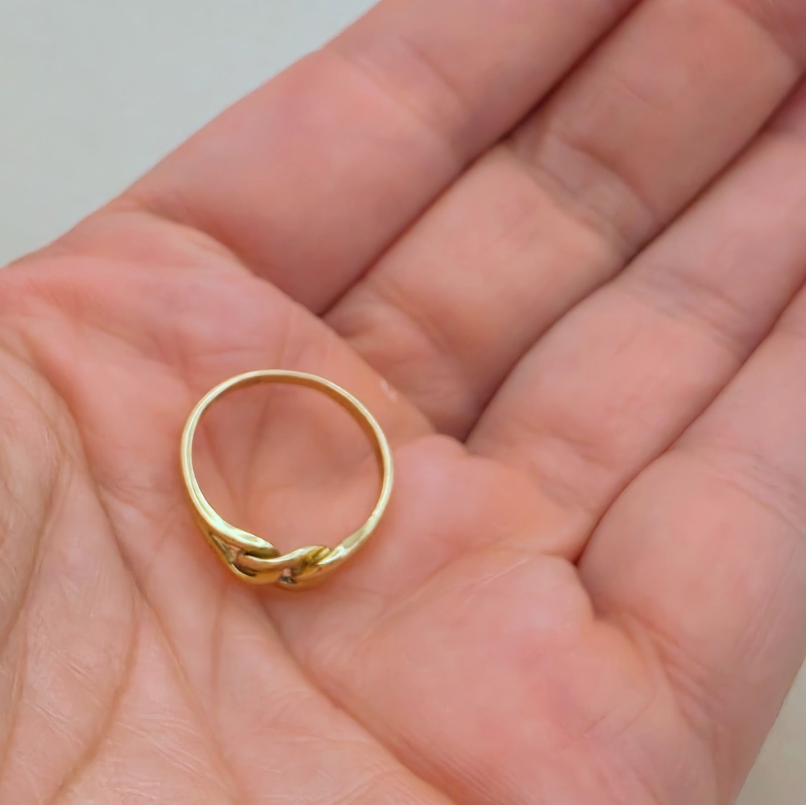 Vintage Italian 14K Gold Love Knot Ring, Chain Link Style Size 5