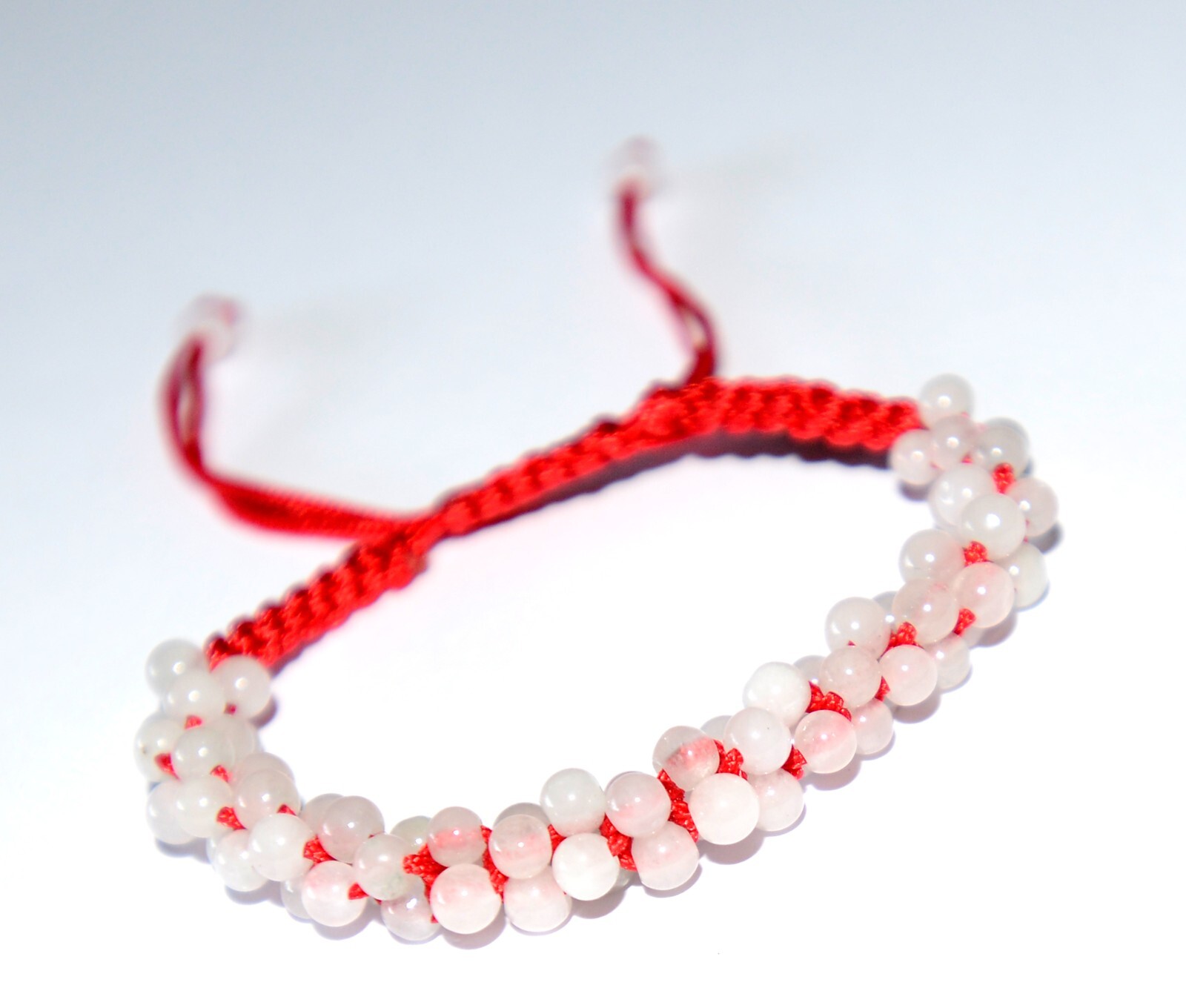 Macrame Friendship Adjustable Red Cord Feng Shui Pink Jade Beads Charm Bracelet