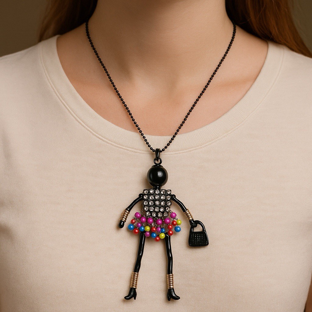 ✨ Handmade African Doll Pendant Necklace – Supports Charity ✨