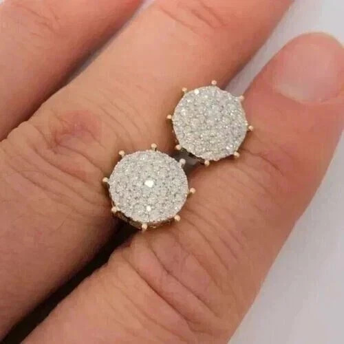 Men’s Engagement Stud Earrings Round Cut Simulated Diamond 925 Starling Silver