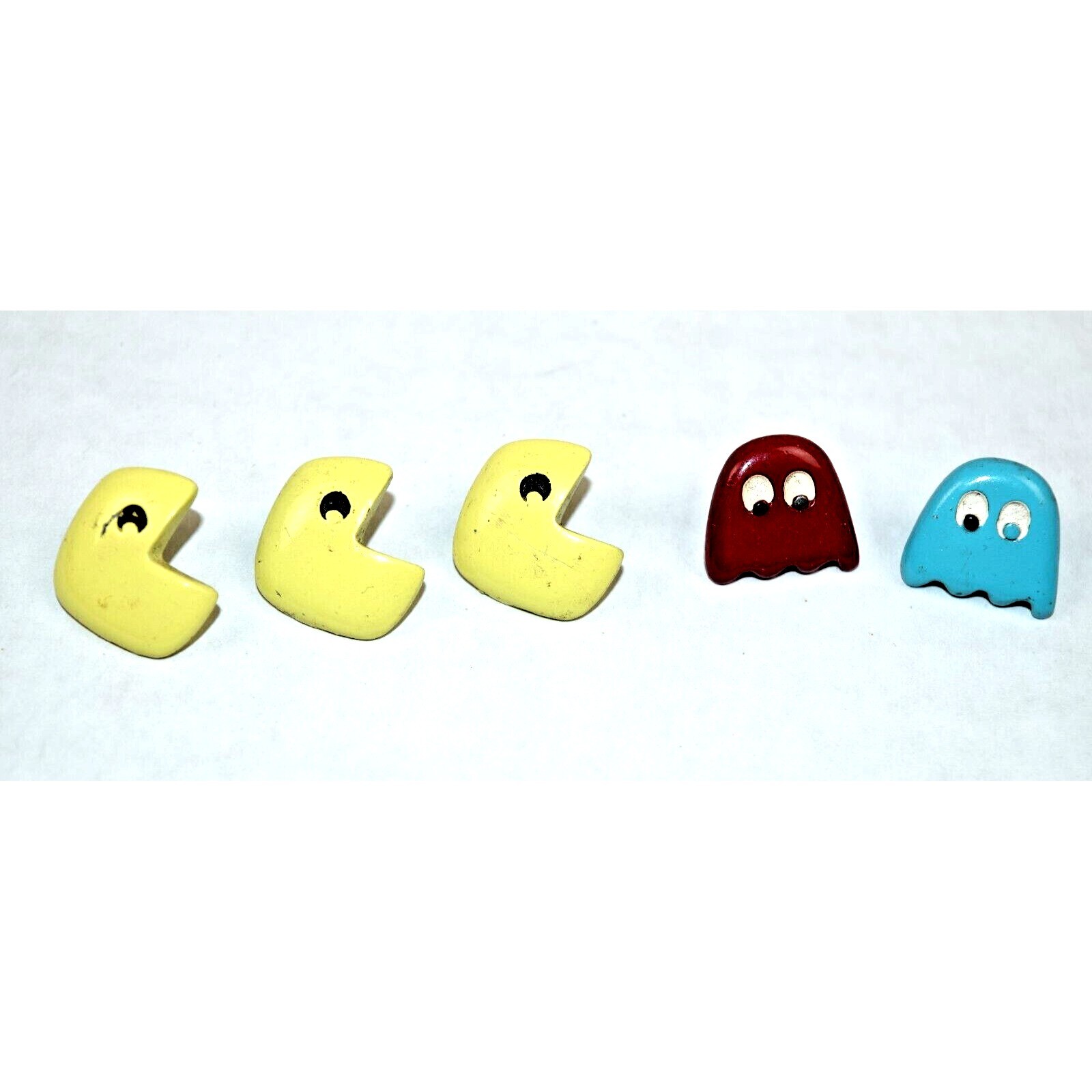 Vintage Pac Man Earrings Dime Size 80s Pac-Man Blinky Inky Ghost Gang Metal