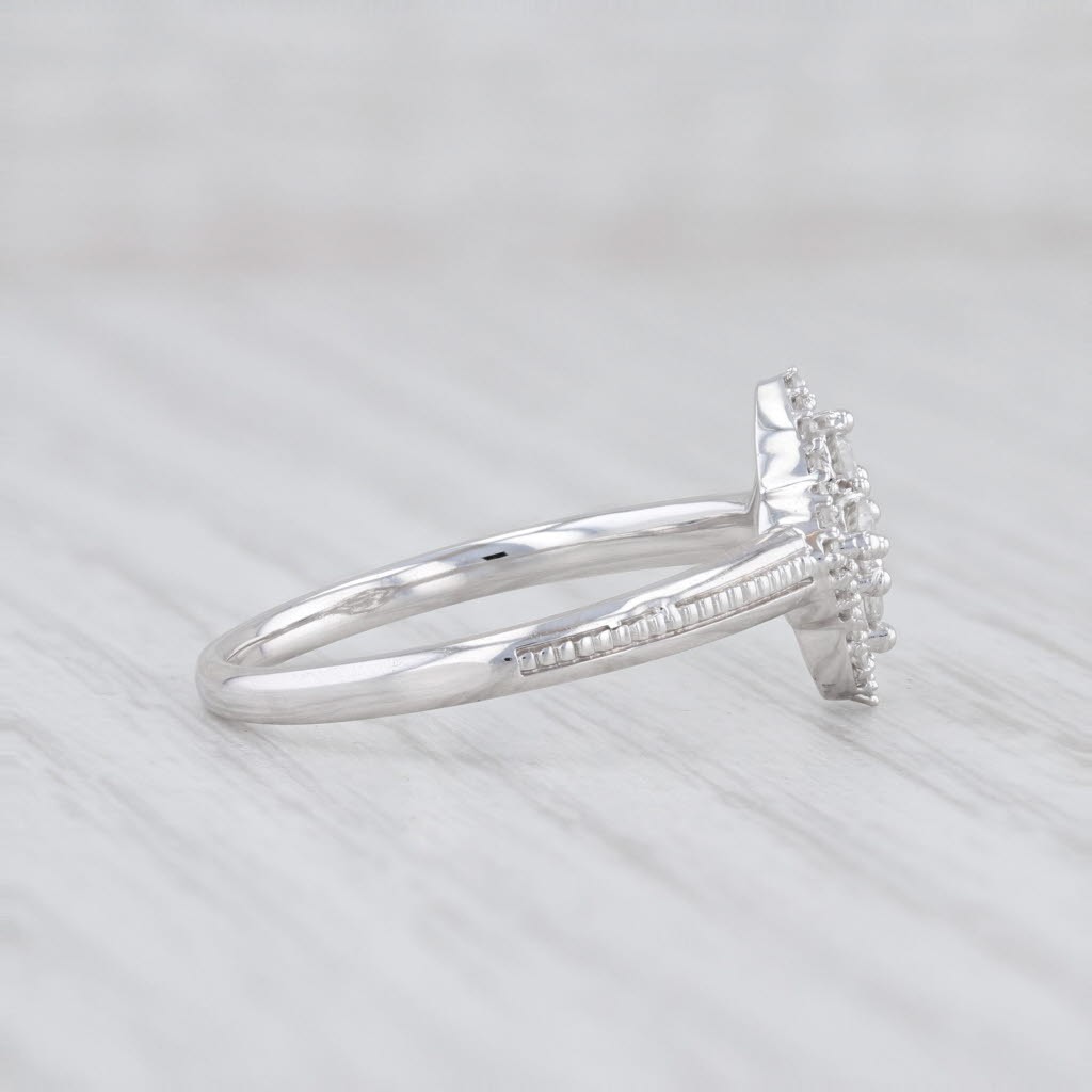 New 0.23ctw Diamond Halo Ring 10k White Gold Size 7 Cluster