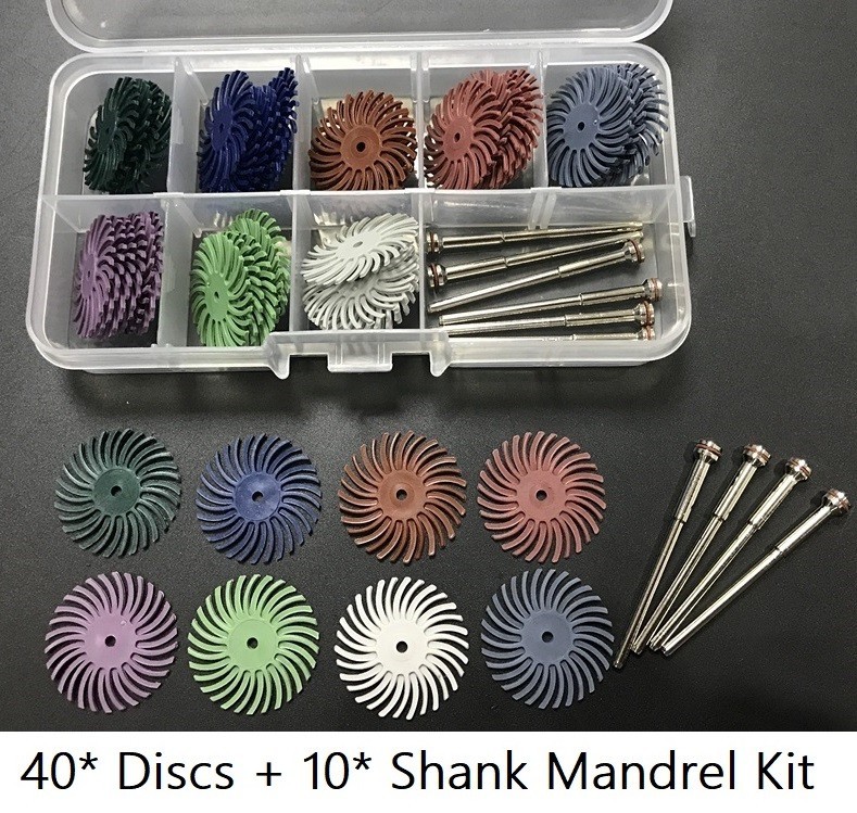 40pcs Radial Bristle Disc Abrasive Brush Polishing Wheel With 10pcs 2.35mm Shank