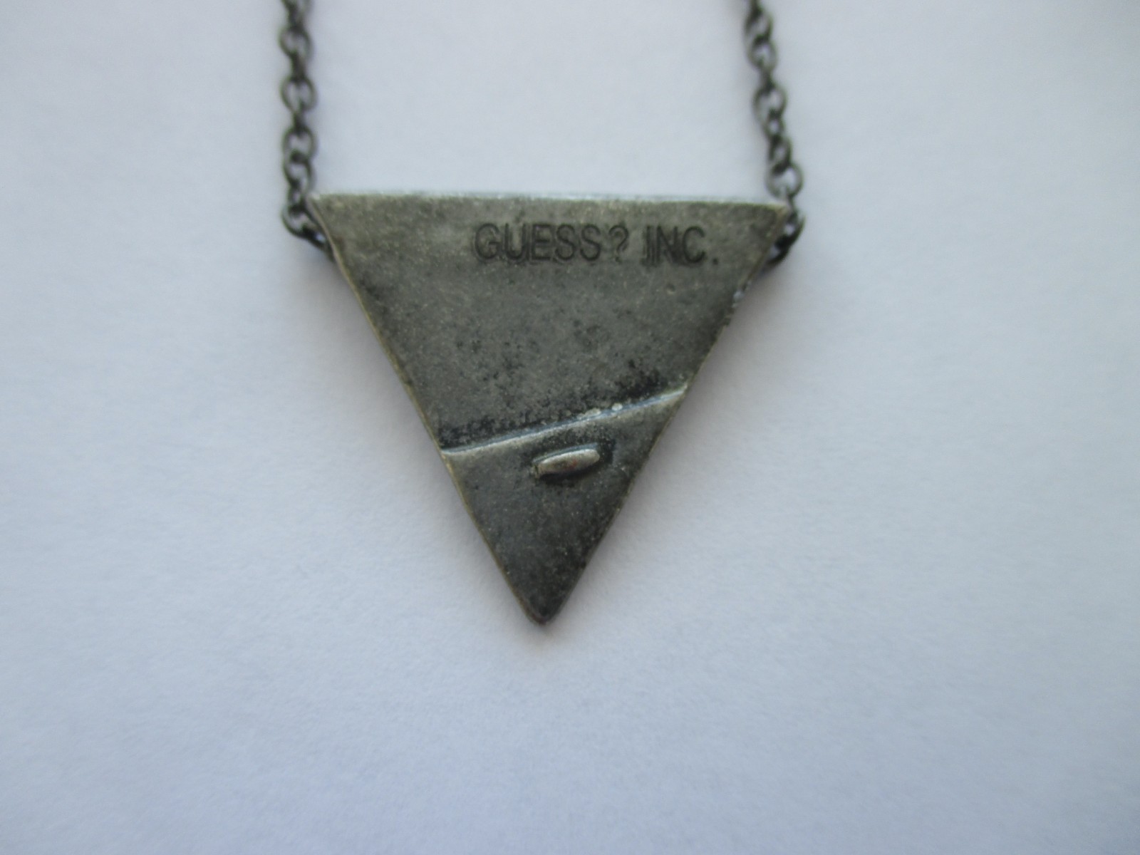 GUESS Silver Tone, Dark, Triangle Shape Necklace, New with Tag, 10 in. Chain