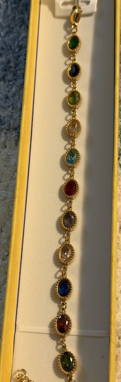 Boutique Assorted Gems Bracelet Stainless Steel Plated Gold