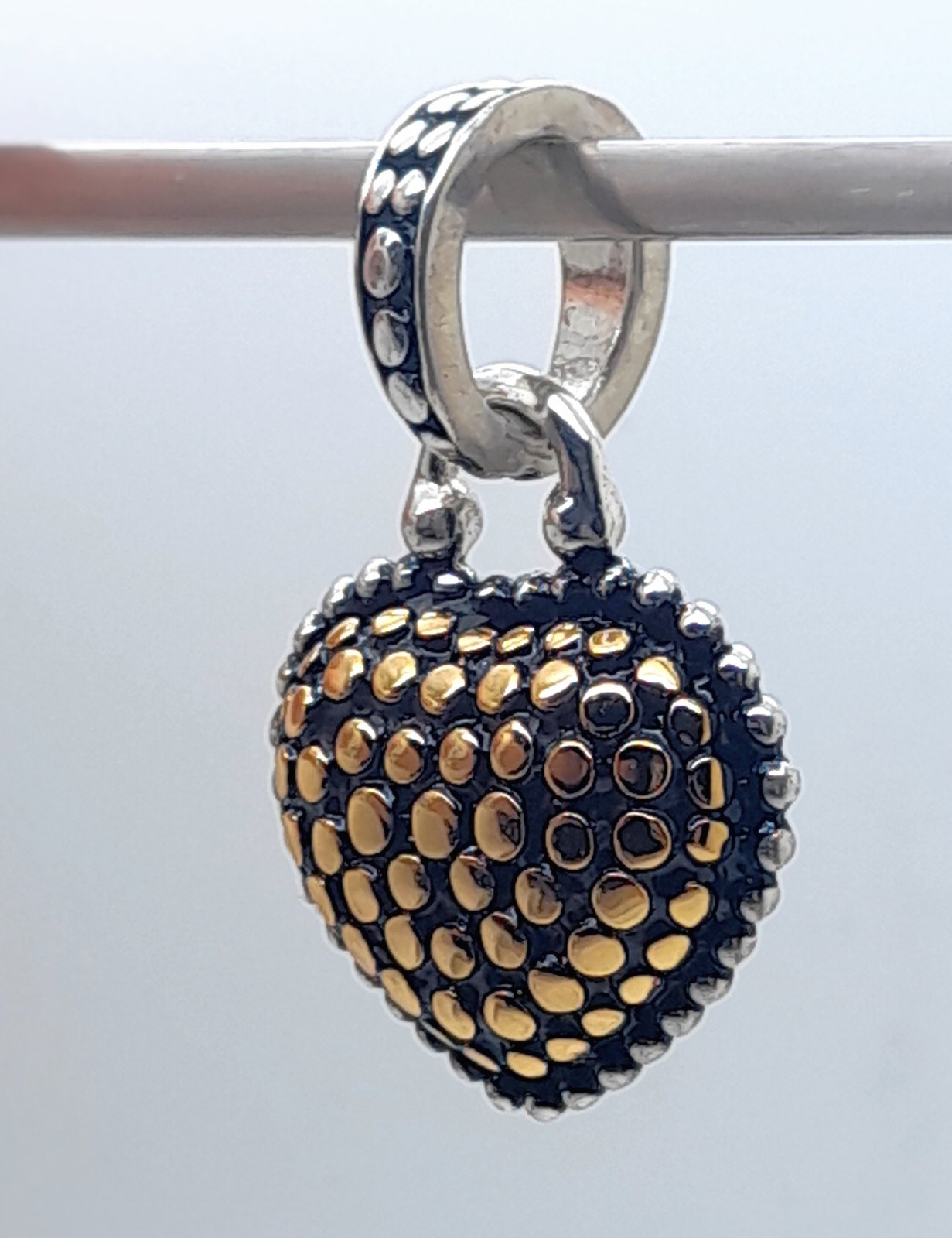 Vintage heart shape black & Silver & gold Dots Texture fashion jewelry Pendant 7