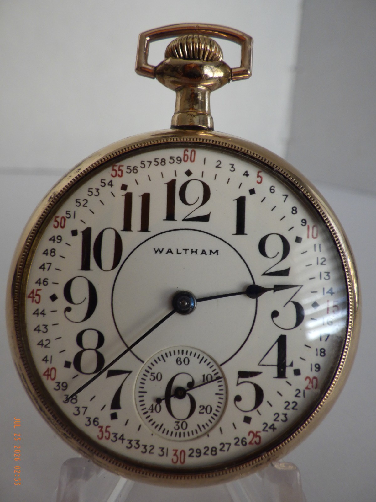 Waltham pocket Watch 21 jewel with Mongomery dial, size 16s, 21 Jewel