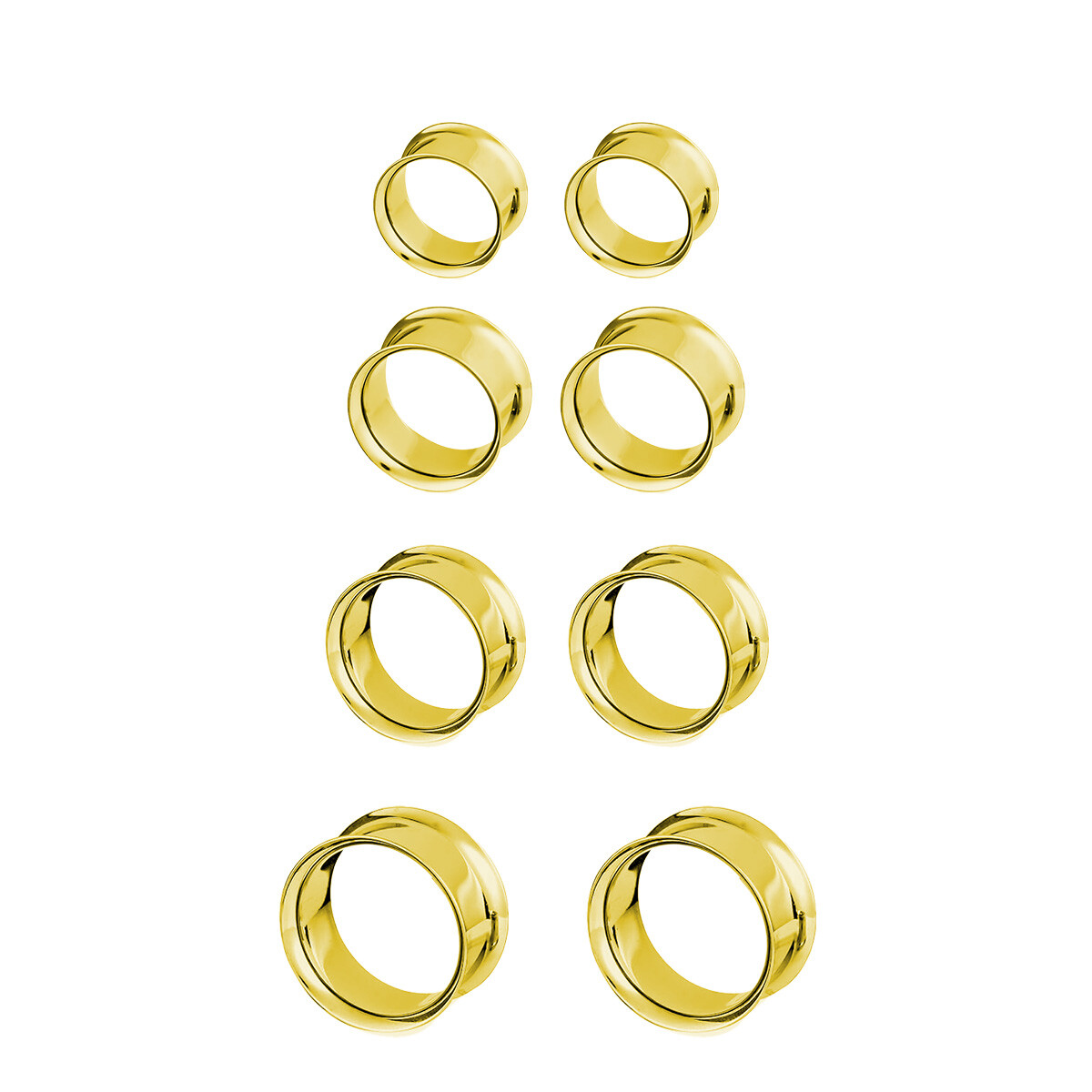 Pair of Surgical Steel PVD Gold Double Flare Ear Tunnels Earlets Gauges Plugs