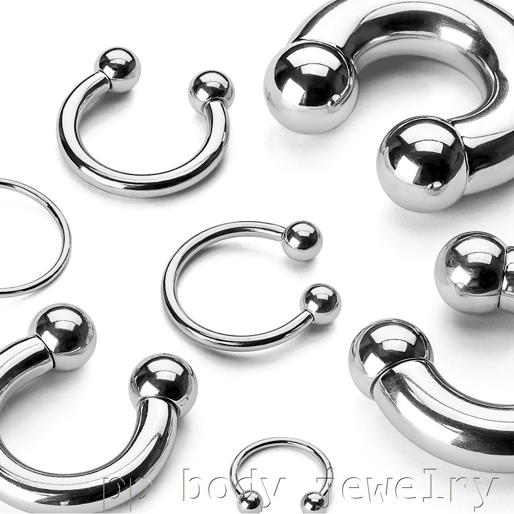 PAIR Surgical Steel Ball Horseshoe Circular Barbell Labret Ear & Septum 20G-00G