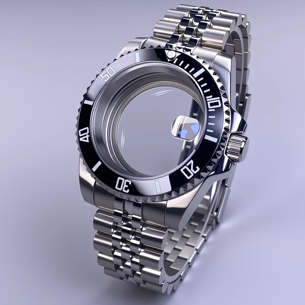 40mm Watch Case Sapphire Crystal NH35 Compatible 120-Click Bezel Water Resistant