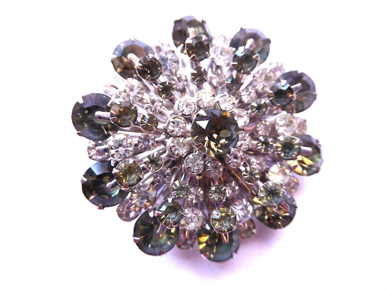 Retro Brooch Art Deco Glass Rhinestones Starburst Lilac Pin Grandma’s Closet