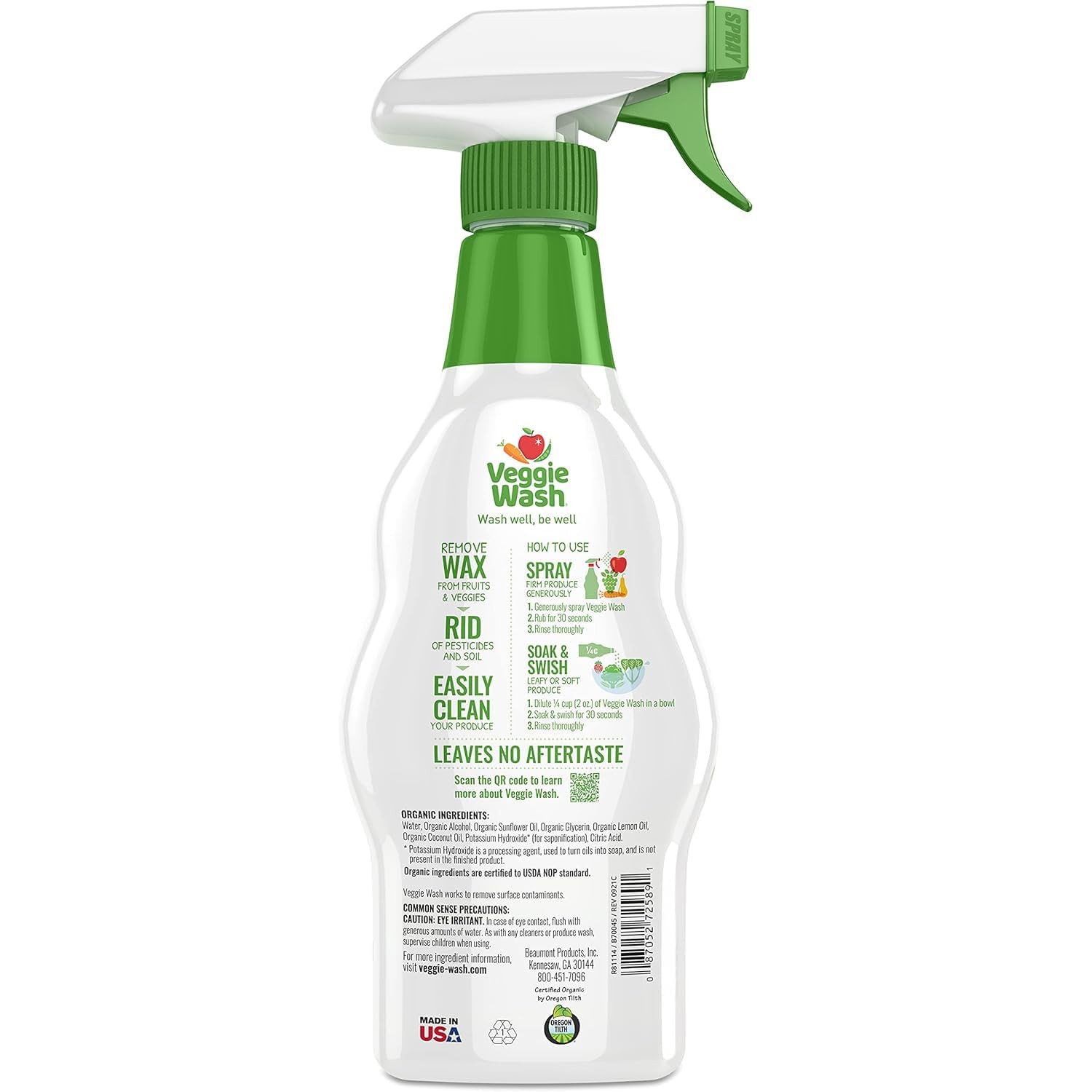 Veggie Wash Organic Fruit and Vegetable Wash, Certified 16 Fl Oz (Pack of 3)