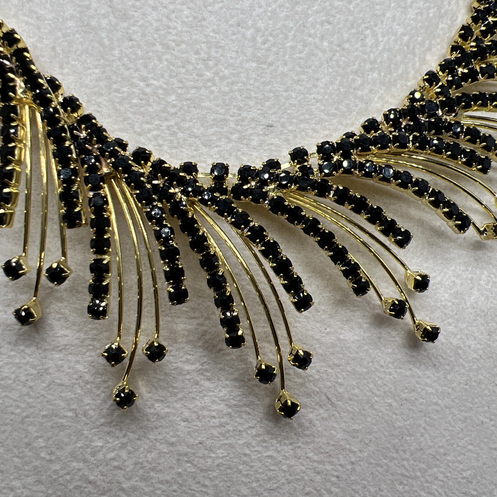 Gold Tone With Black Prong Set Rhinestones 14”-18” Necklace (6721)