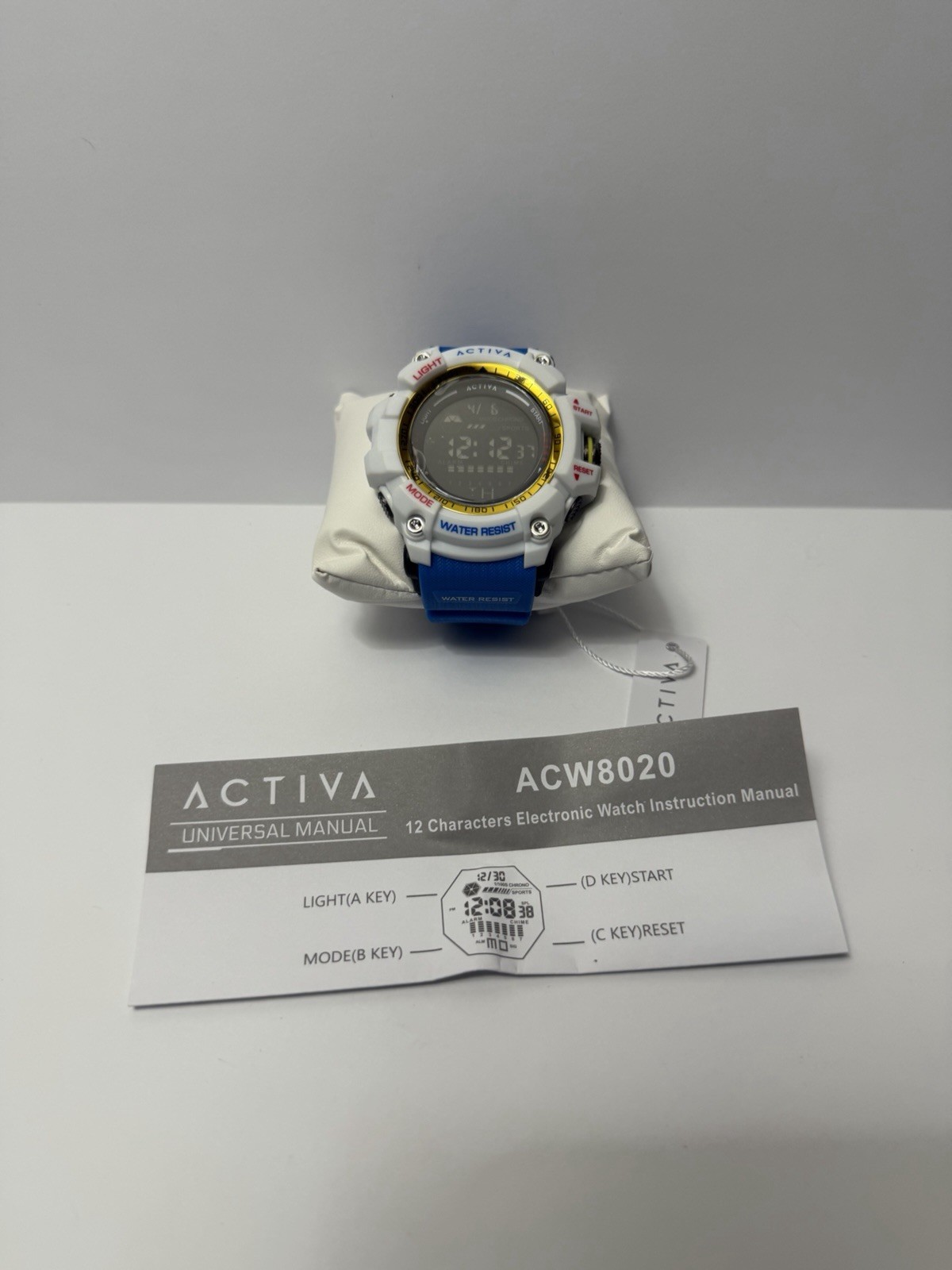 Activa ACW8020 Digital Sports Watch Blue Rubber Band 45mm 30m Box Manual