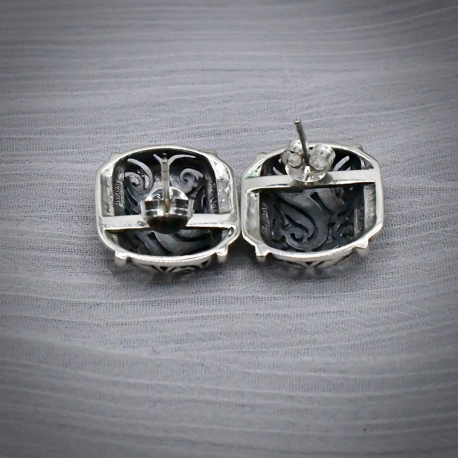 Bali Sterling Silver Openwork Scroll Earrings Vintage 925 SNK Thailand