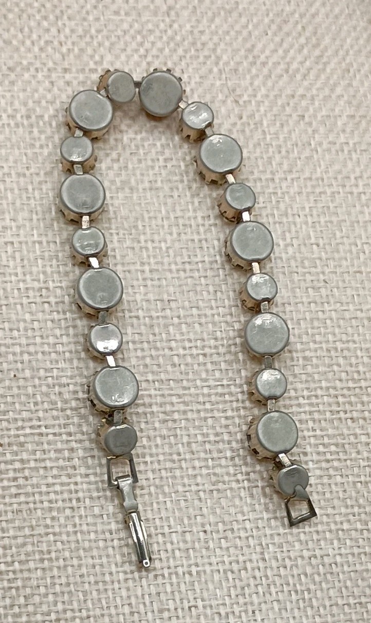 Vintage Rhinestone Tennis Bracelet Orange Brown Stone Sparkly 7.25″