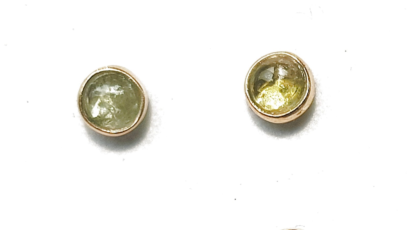 Jewelry Lot Tourmaline Stud Earrings Round Green Rose Gold Plated Studs Small Silver