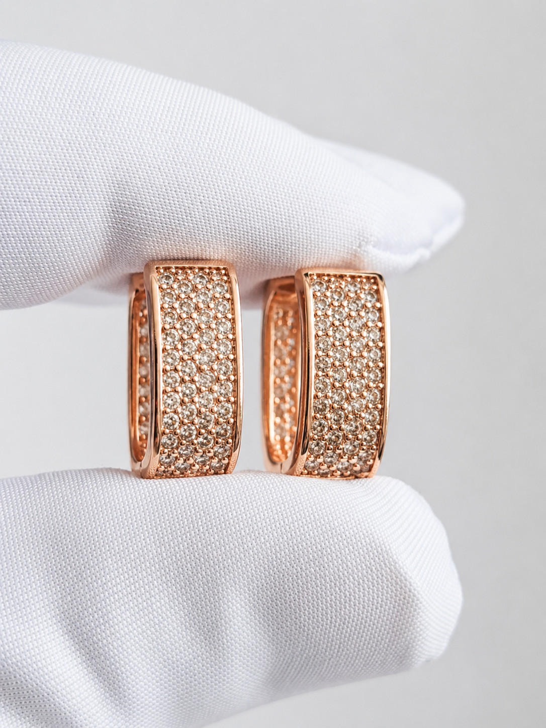 Rose Gold Plated Hoop Earrings With Cubic Zirconia Hip Hop Jewelry Unisex, Women