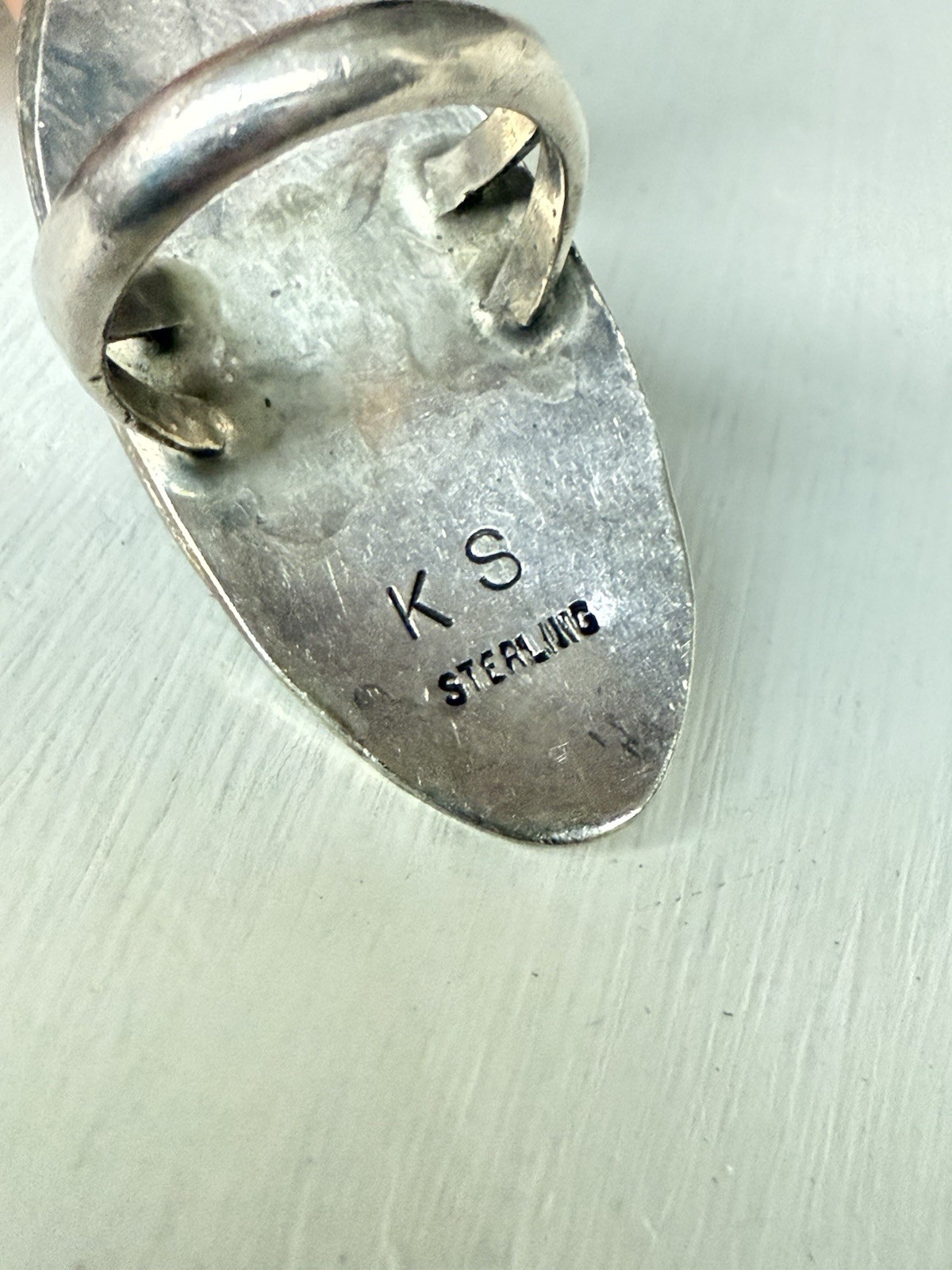 BEAUTIFUL Navajo KIRK SMITH KS Sterling Silver Turquoise Concho Statement Ring 7