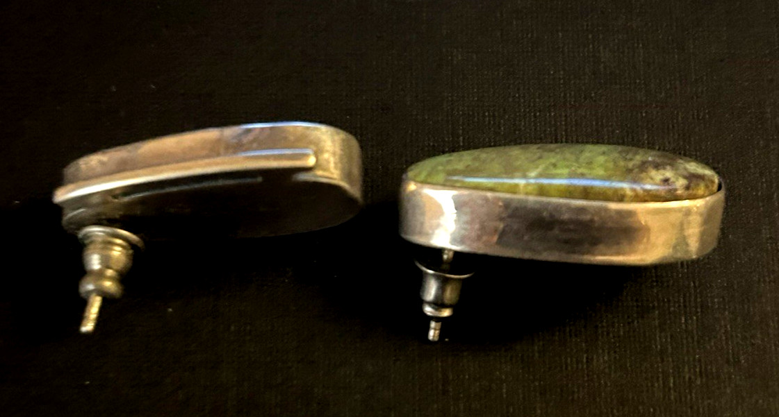 M. Silversmith Contemporary Navajo Green Serpentine Sterling Stud Earrings