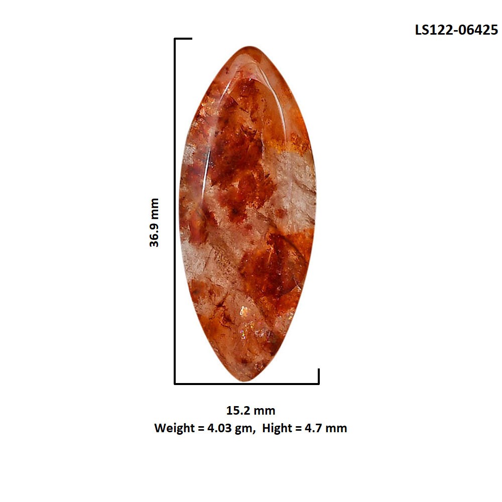 Red Fire Quartz 15.2×36.9×4.7 mm Marquise Shape Polished Gemstone LS122-06425