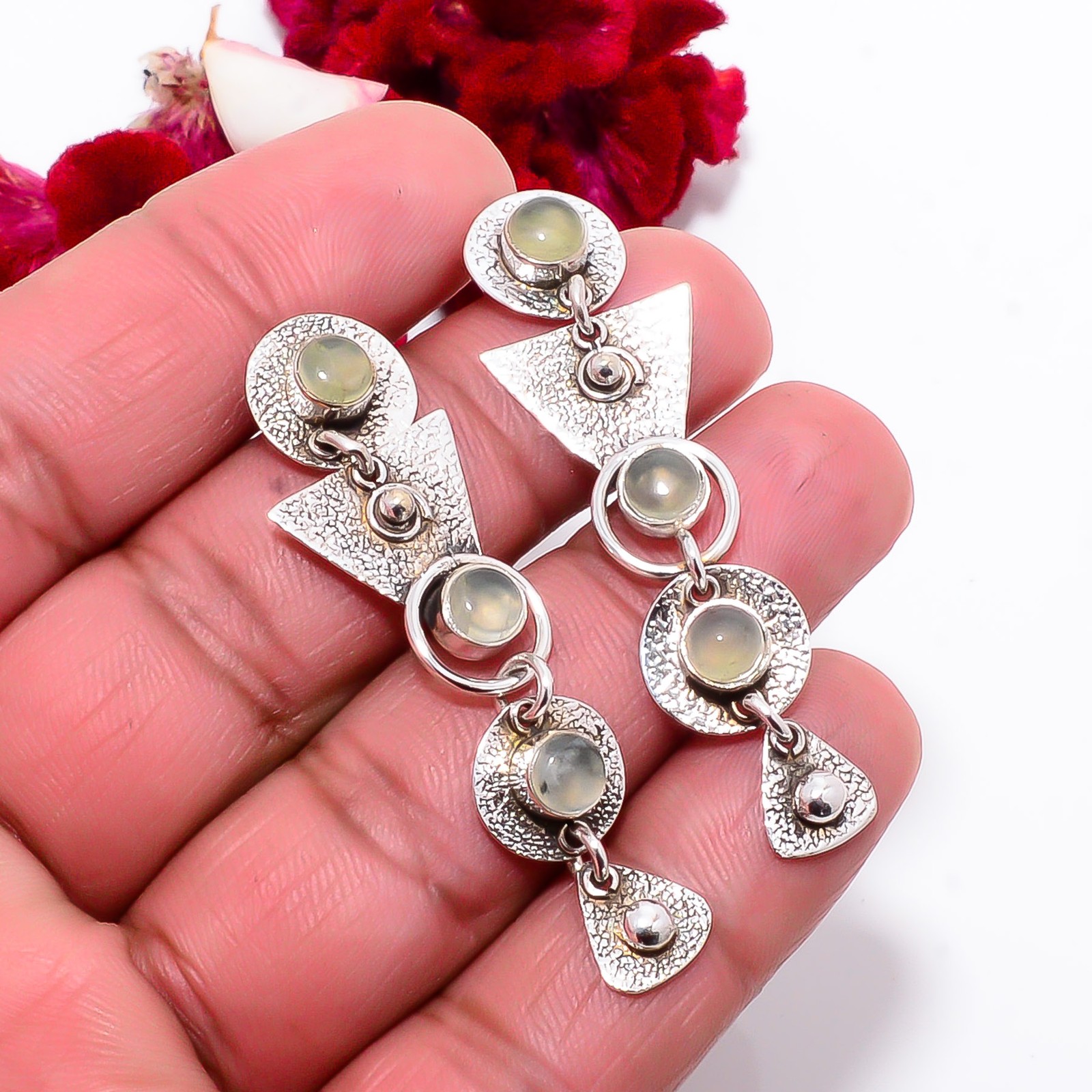 Prehnite – South Africa 925 Sterling Silver Earring 1.95 Sk50, Christmas Gift