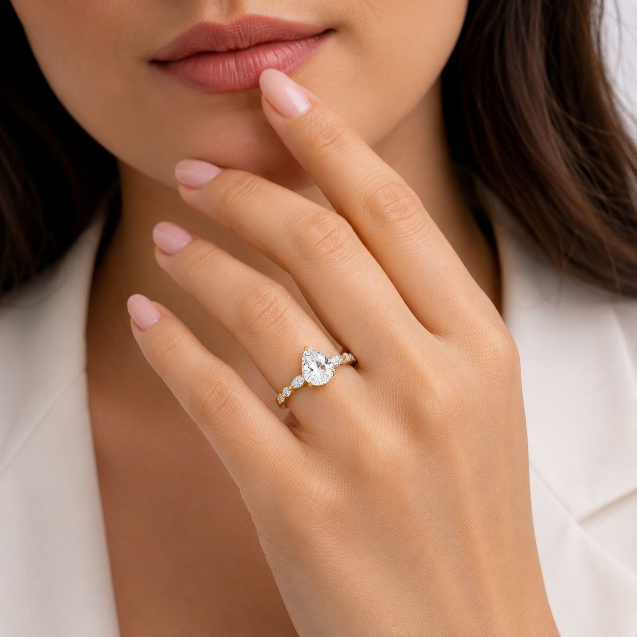 Ananta Jewels IGI 1.35Ct Pear Lab Grown Diamond Engagement Ring 925 Silver Women