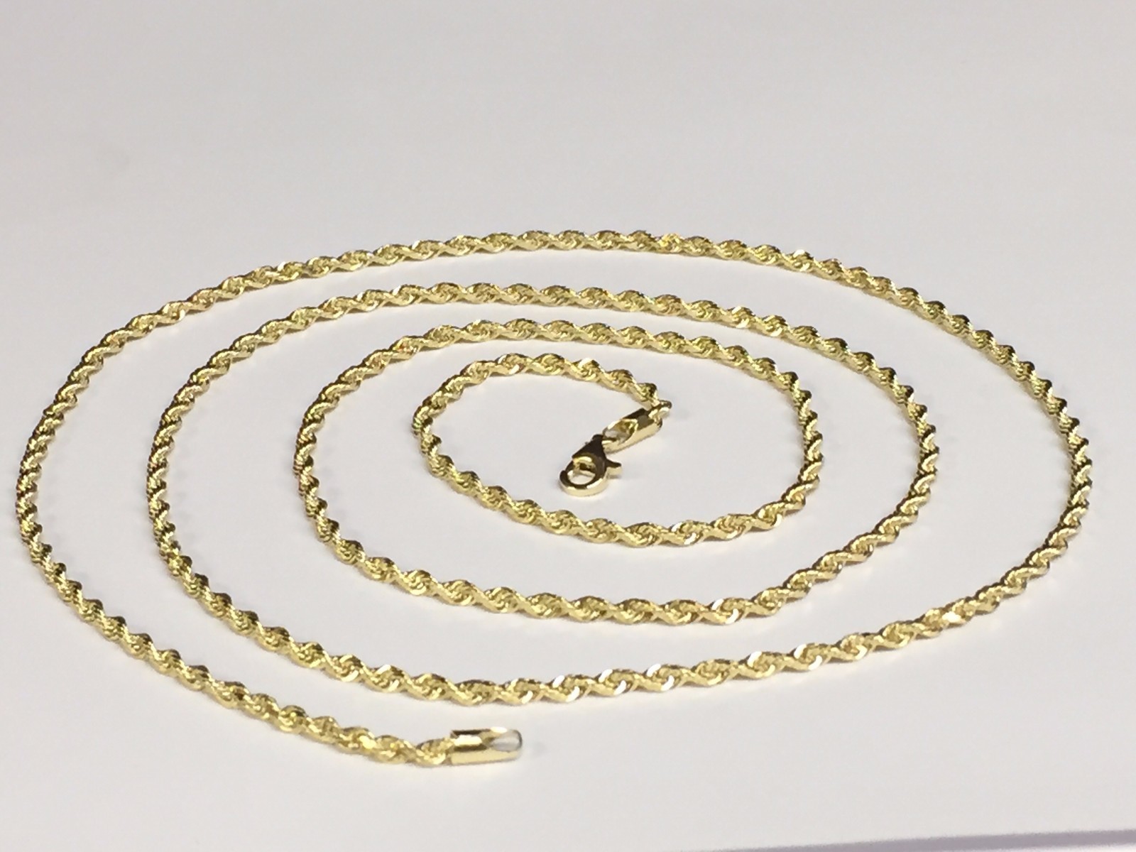 10k Yellow Gold 16″ Solid Diamond Cut ROPE Pendant Chain/Necklace 2mm 3 Grams