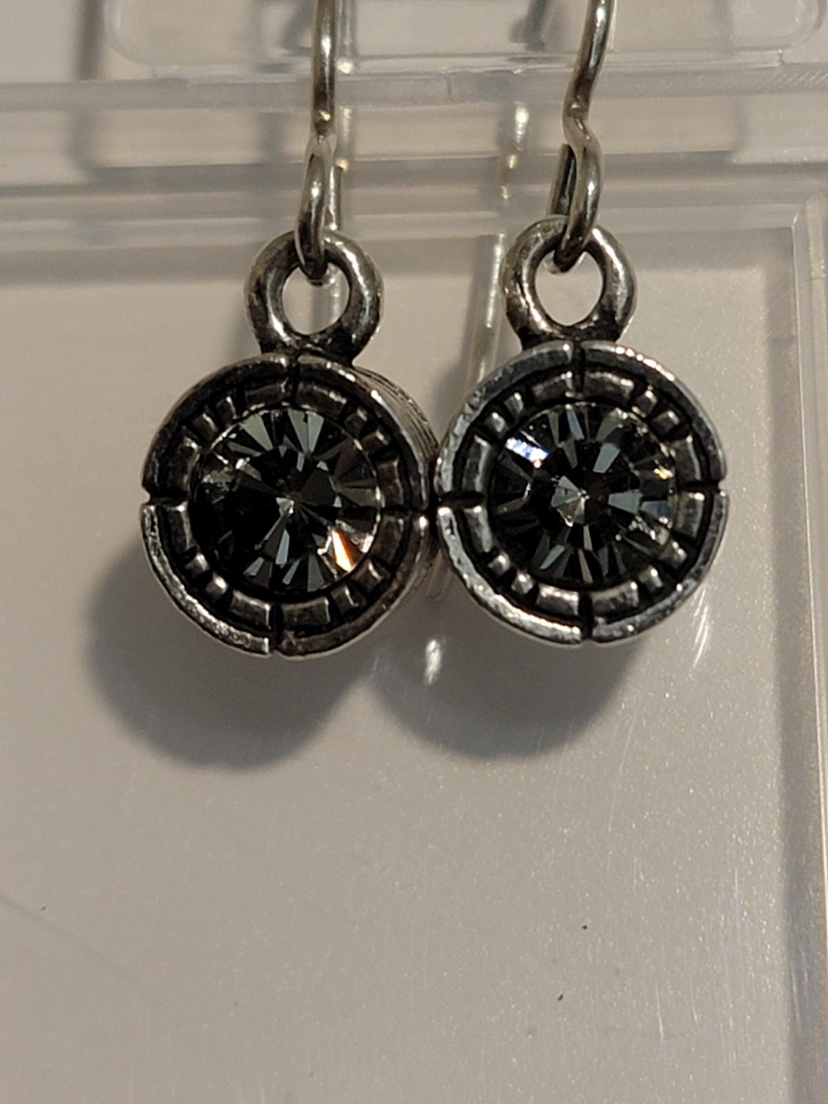 Patricia Locke French Wire Silver Tone Clear Crystal Earrings