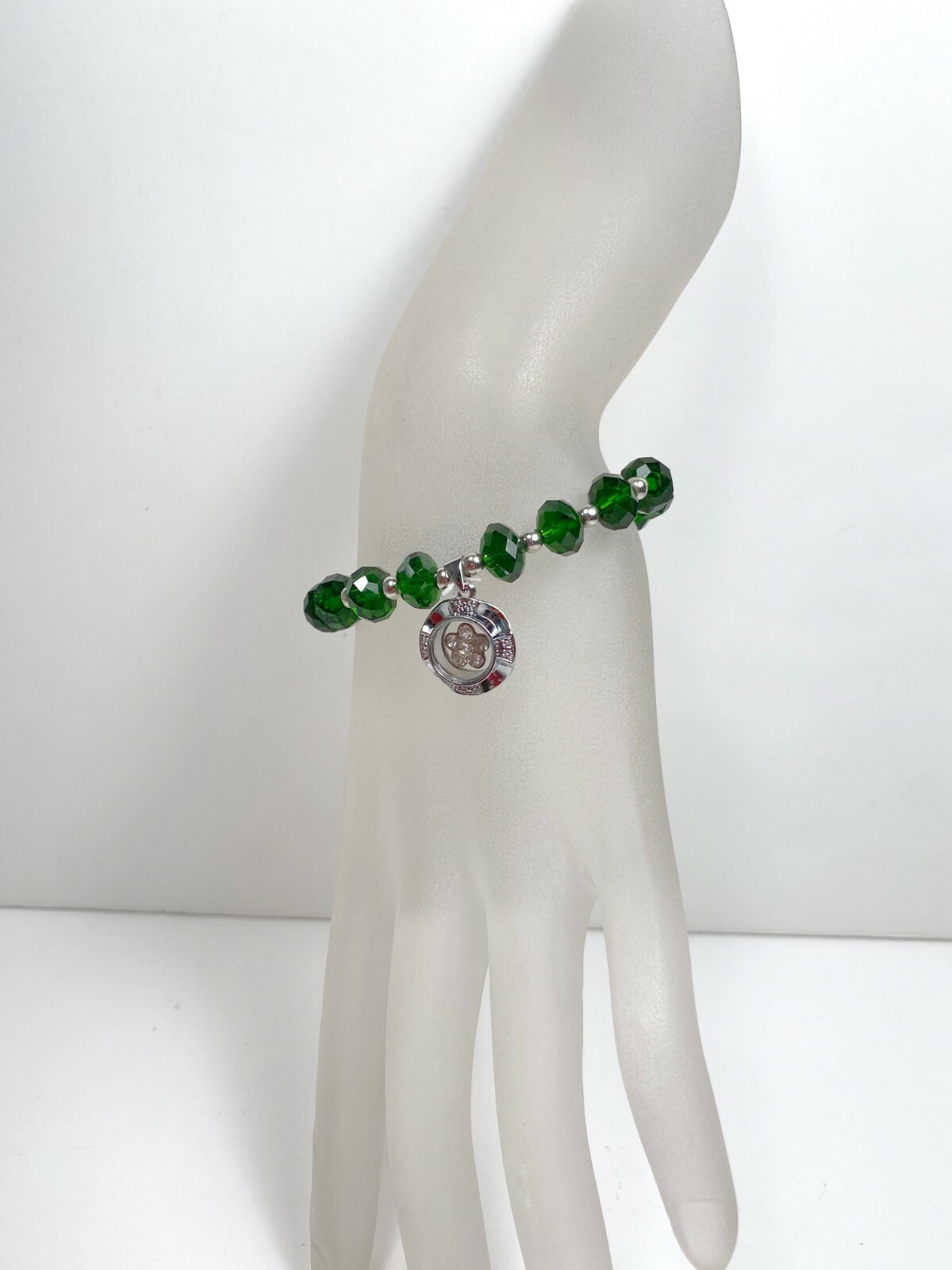 Birthstone Bracelet EMERALD Green Bracelet for Women Beaded Stretch May