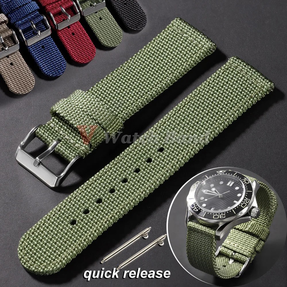 18mm 20mm 22mm 24mm Military Canvas Nylon Wrist Watch Band Strap Bracelet Sport