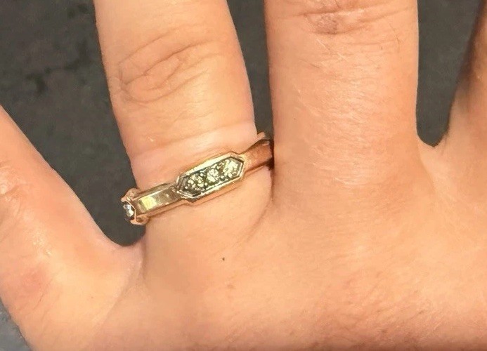 David Yurman DY – Hex Station Band 18k Rose Gold Cognac Diamond Ring Size 9.5