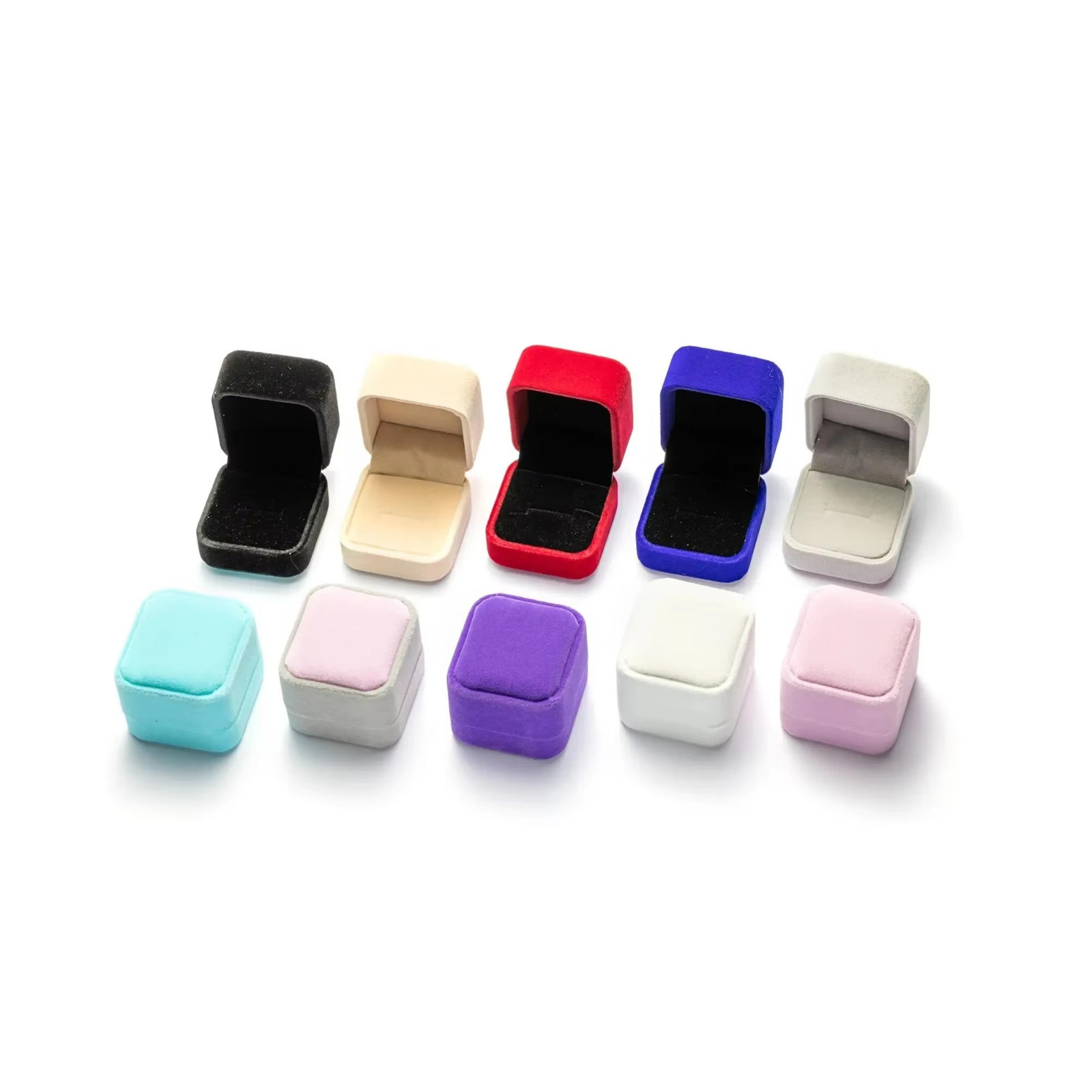 Square Velvet Ring Box Engagement Jewelry Display Gift Storage Case