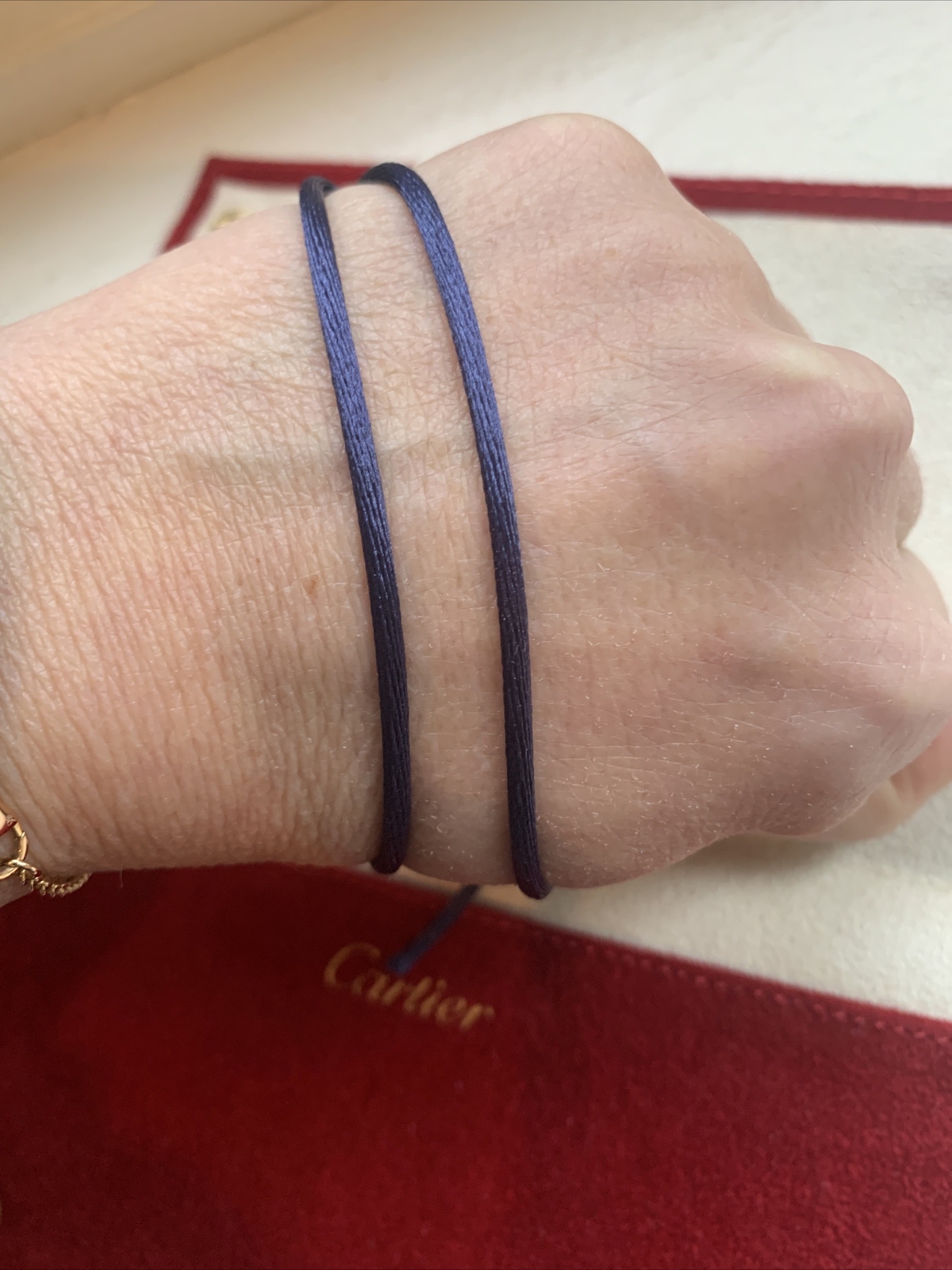 Authentic Cartier Navy Silk Cord Rope Replacement Love Trinity Bracelet 46cm