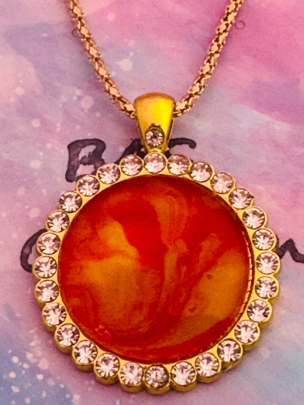 Round Cabochon Necklace One Of A Kind Hand Painted By A Local Ozark Artist-Me