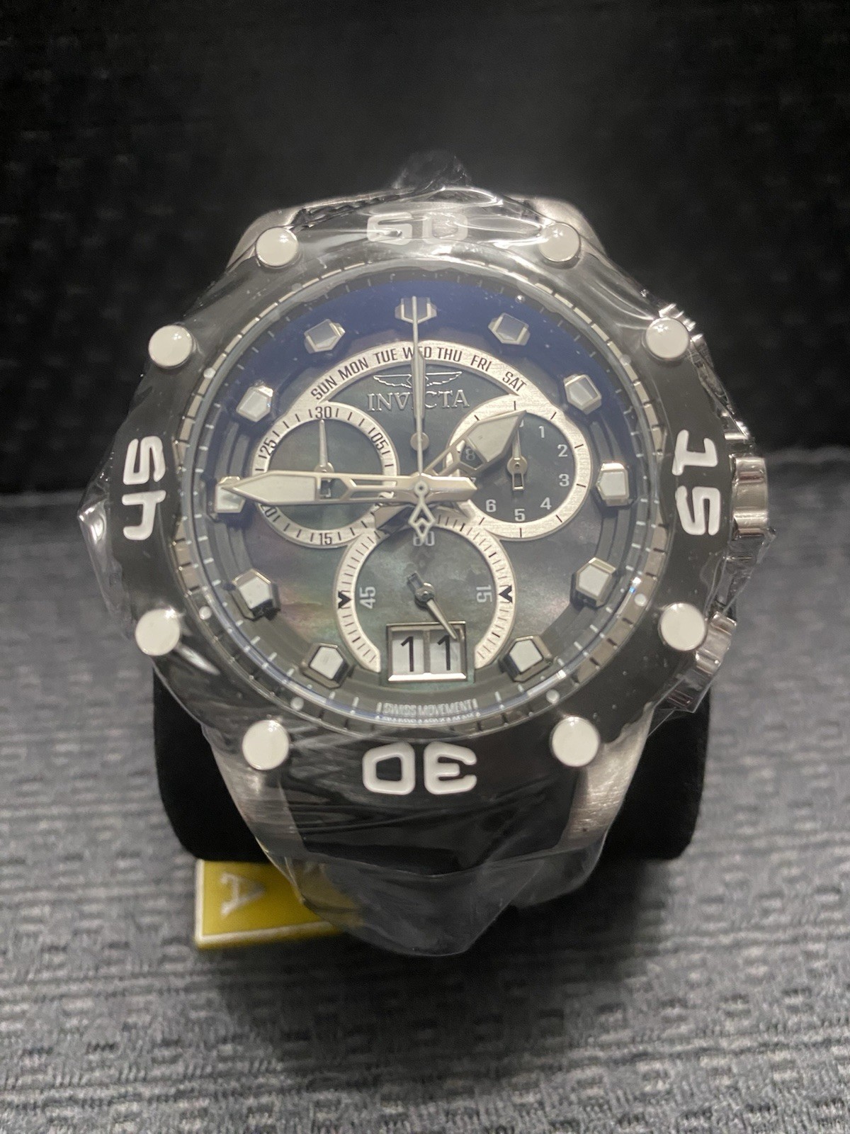 Invicta 48.5mm Subaqua Noma Vlll Swiss Quartz, Black Mop Dial Watch, Model#47291