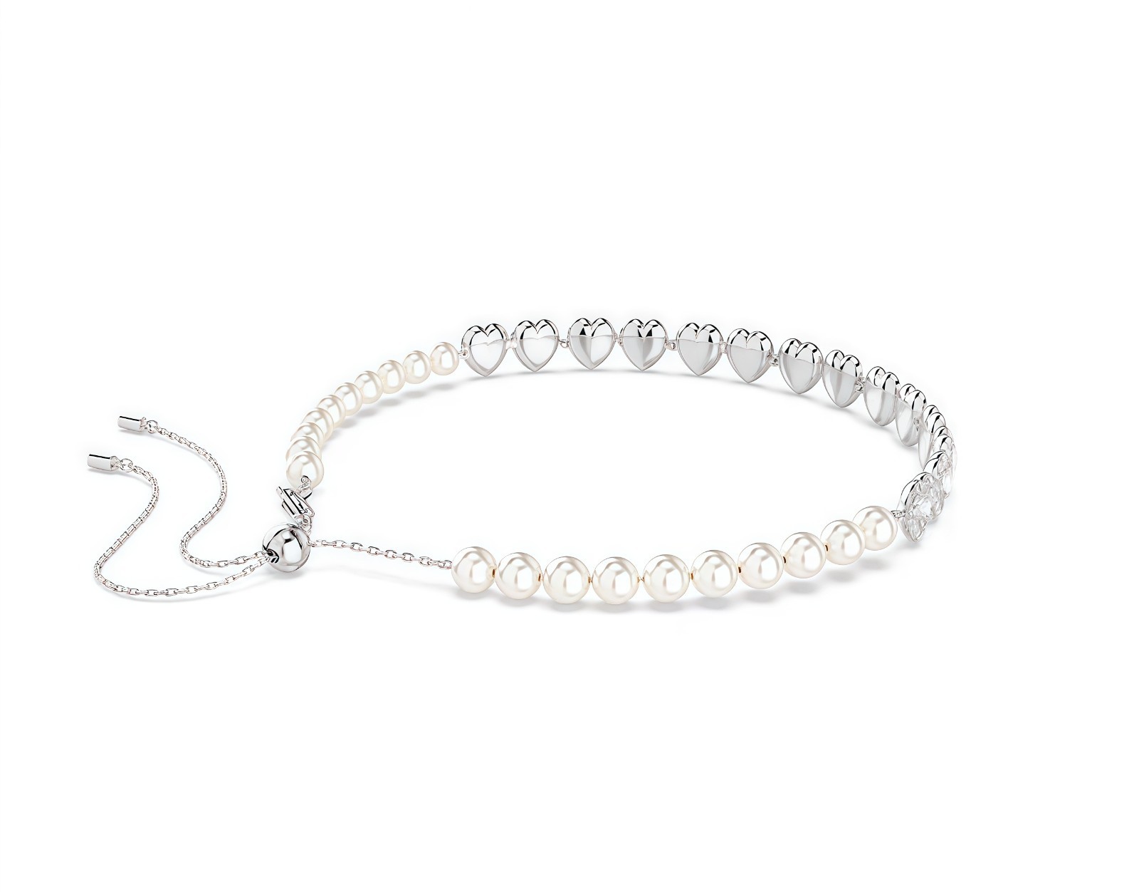 Swarovski Heart-shaped Pearl and Crystal Necklace for Women