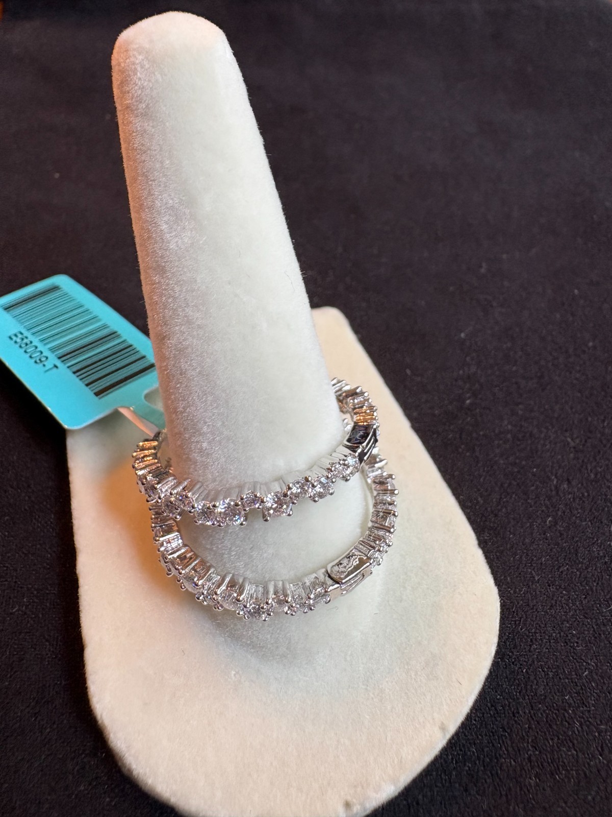 2.11 CTW D VVS Moissanite Hoop Earrings 18K White Gold Layered NWT Hinged