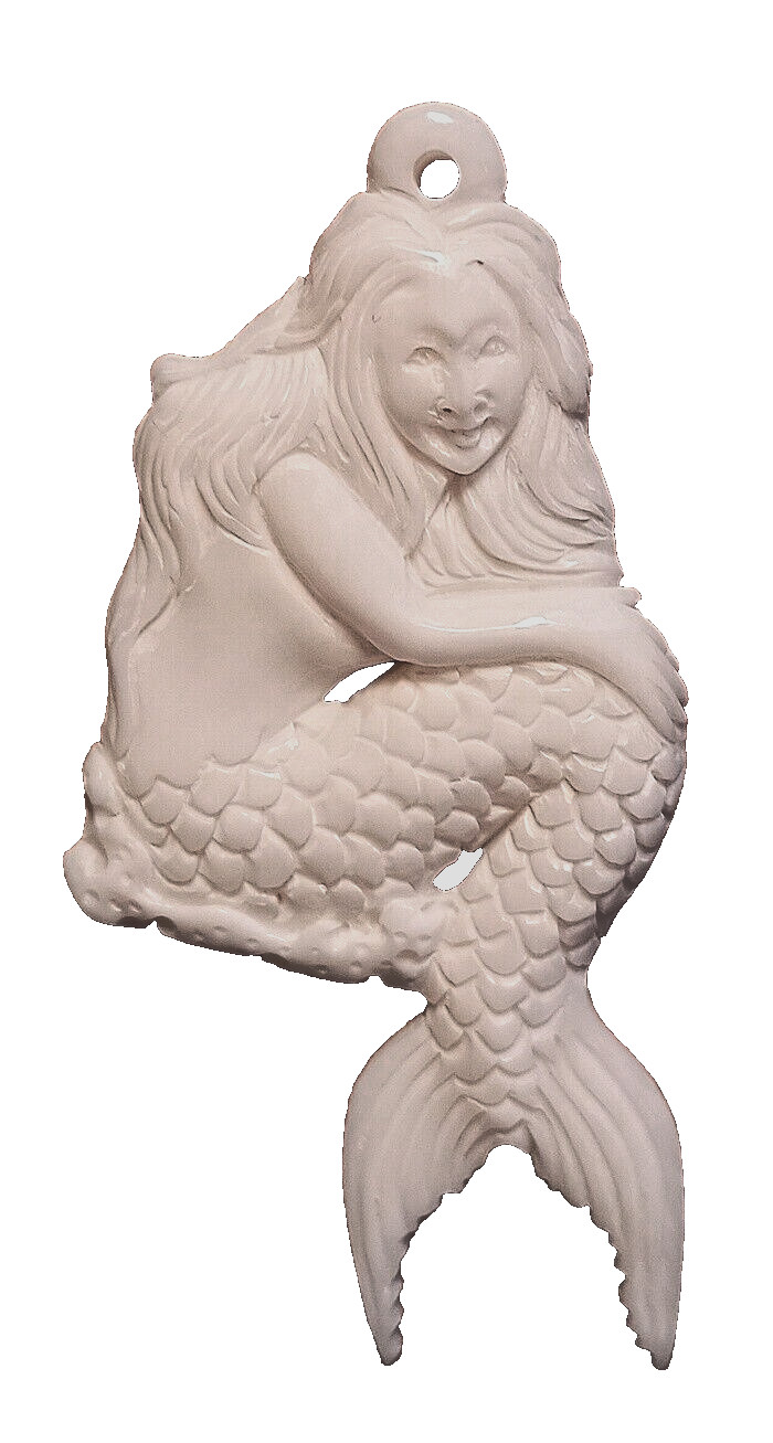 Pendant, Water Buffalo Bone – Mermaid, Hand Carved, 2.25 Inches, Great Detail