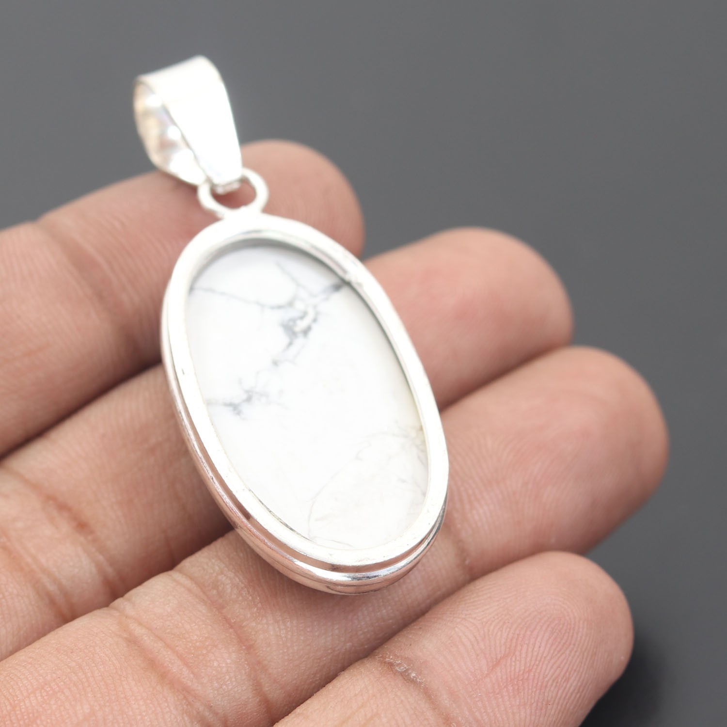 Howlite Gemstone 925 Sterling Silver Handmade Pendant Jewelry Gift For Love
