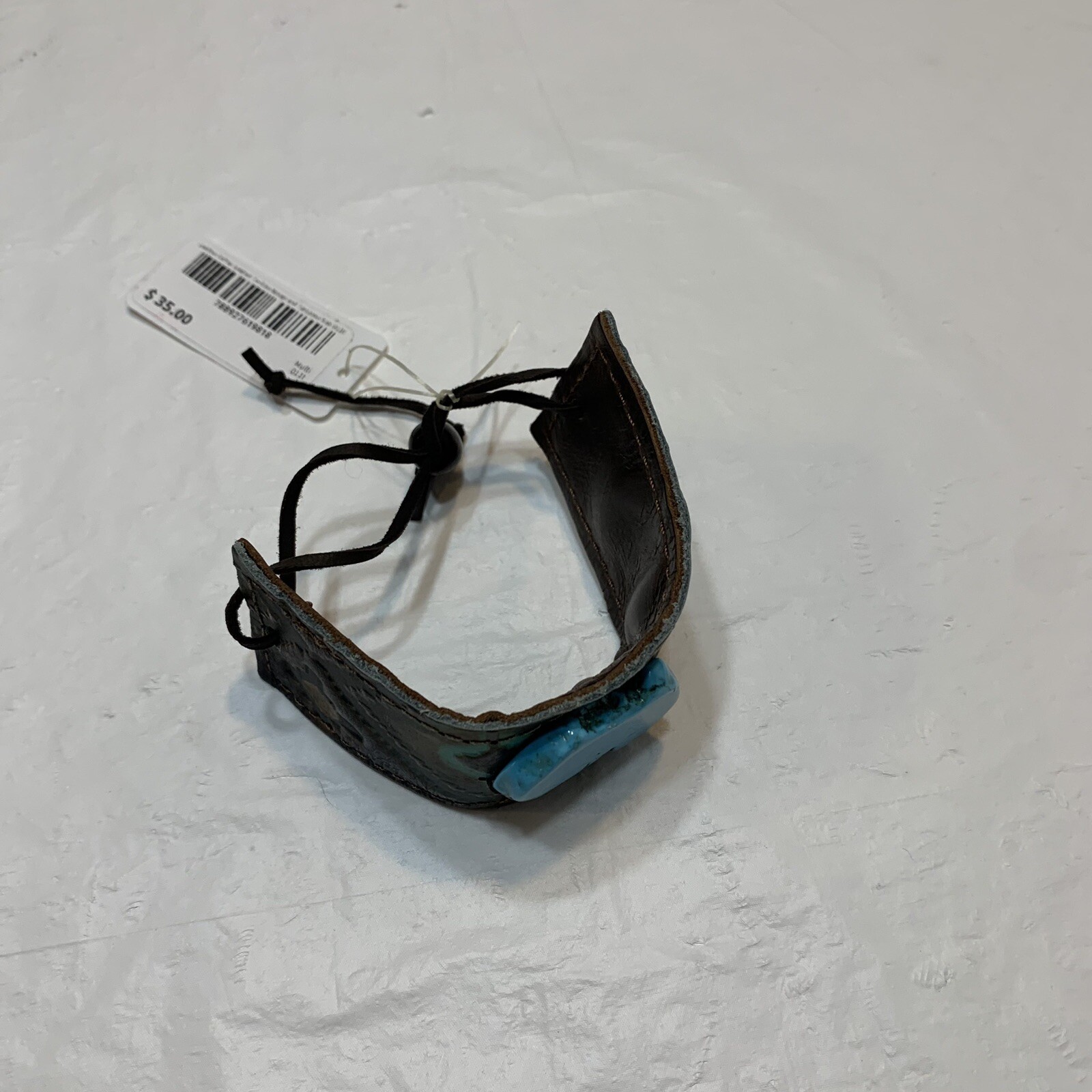 The Jewelry Junkie Leather Cuff Turquoise Slab Bracelet New