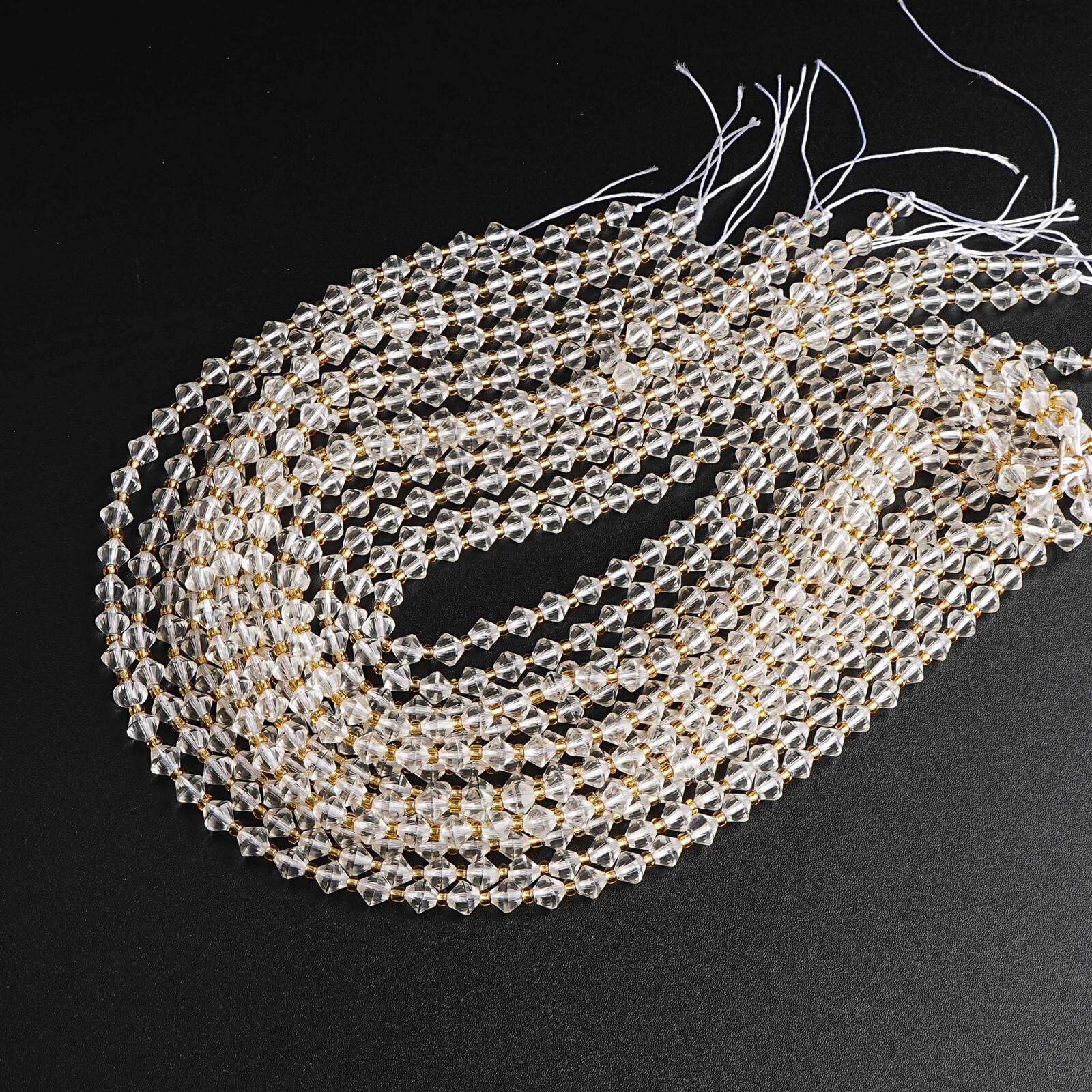 6MM Natural Transparent white Crystal Quartz Beads AA Bicone Faceted Loose Beads