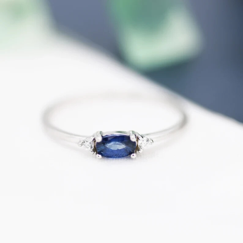 1.70Ct Oval Simulated Sapphire Women Engagement Band Ring 14k White Gold Plated