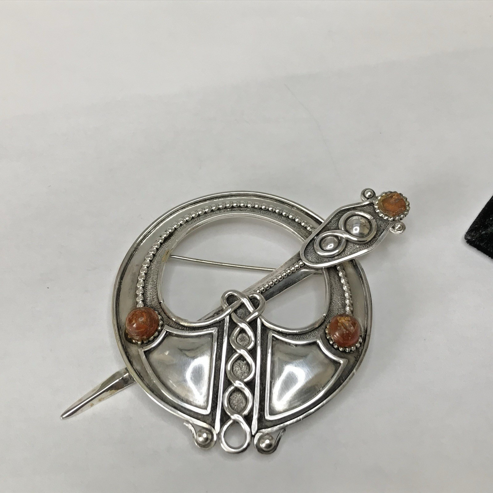 Sterling Silver Irish Celtic Penannular Kilt Cloak Clasp Pin Brooch 22.4g