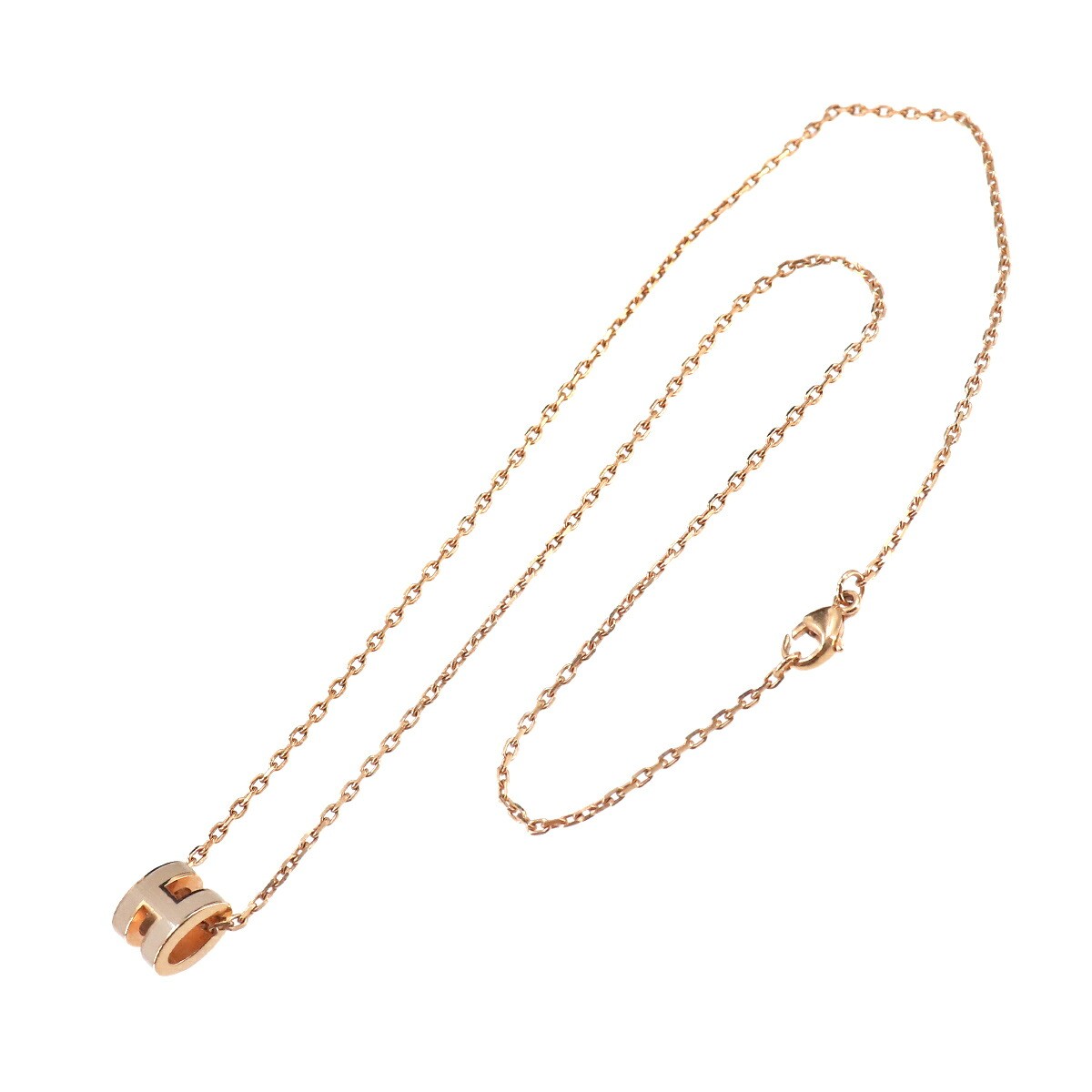 HERMES Mini Pop H Chain Necklace Marron grace Gold Accessory 90330172