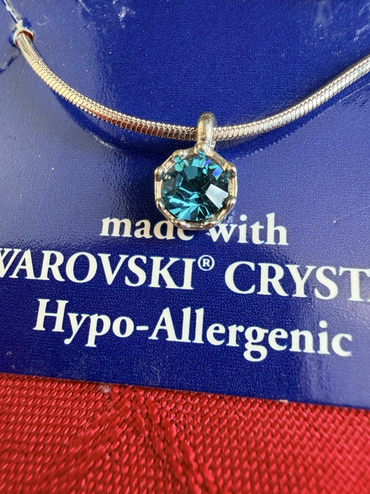 Pure Allure Swarovski Crystal Necklace Earrings Set Blue Zircon December Birth