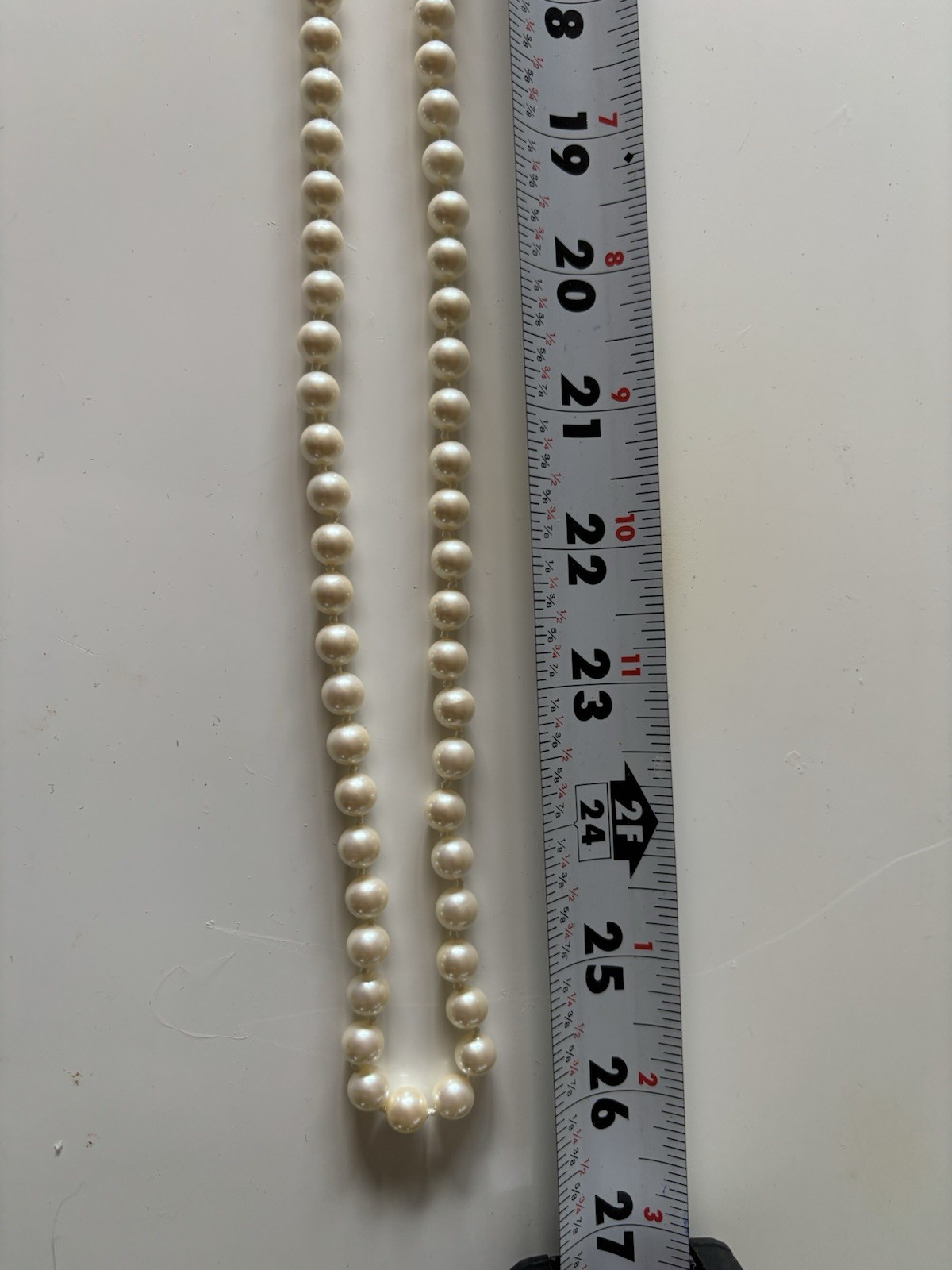 Vintage Monet 52” Faux Pearl Necklace Extra Long Cream Pearls Gold Tone Clasp